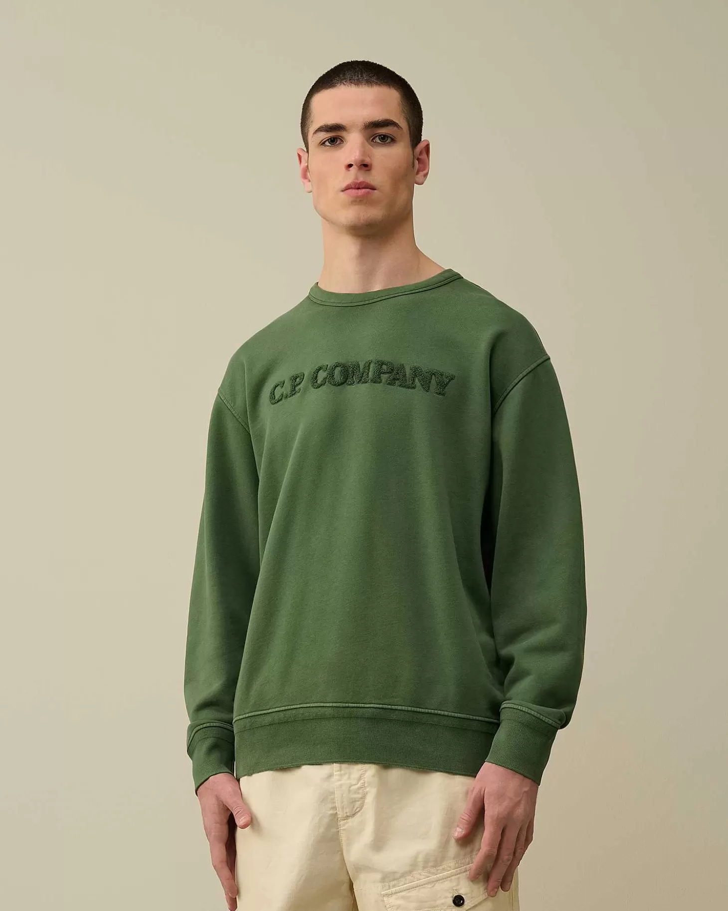 Homme C.P. Company Sweat-Shirts^Cotton Diagonal Fleece Logo Sweatshirt