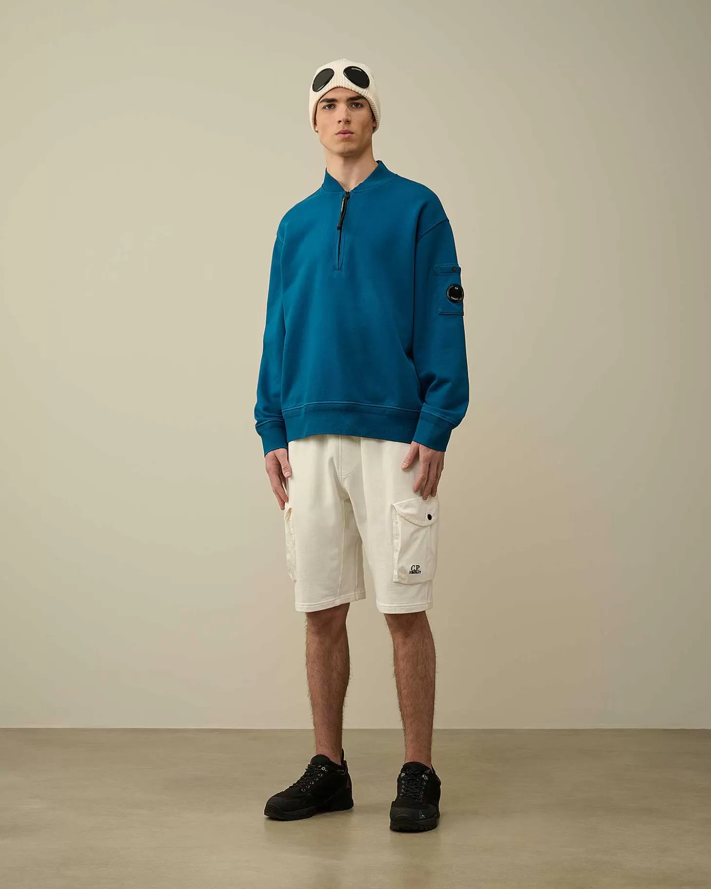 Homme C.P. Company Sweat-Shirts^Cotton Diagonal Fleece Zipped Sweatshirt