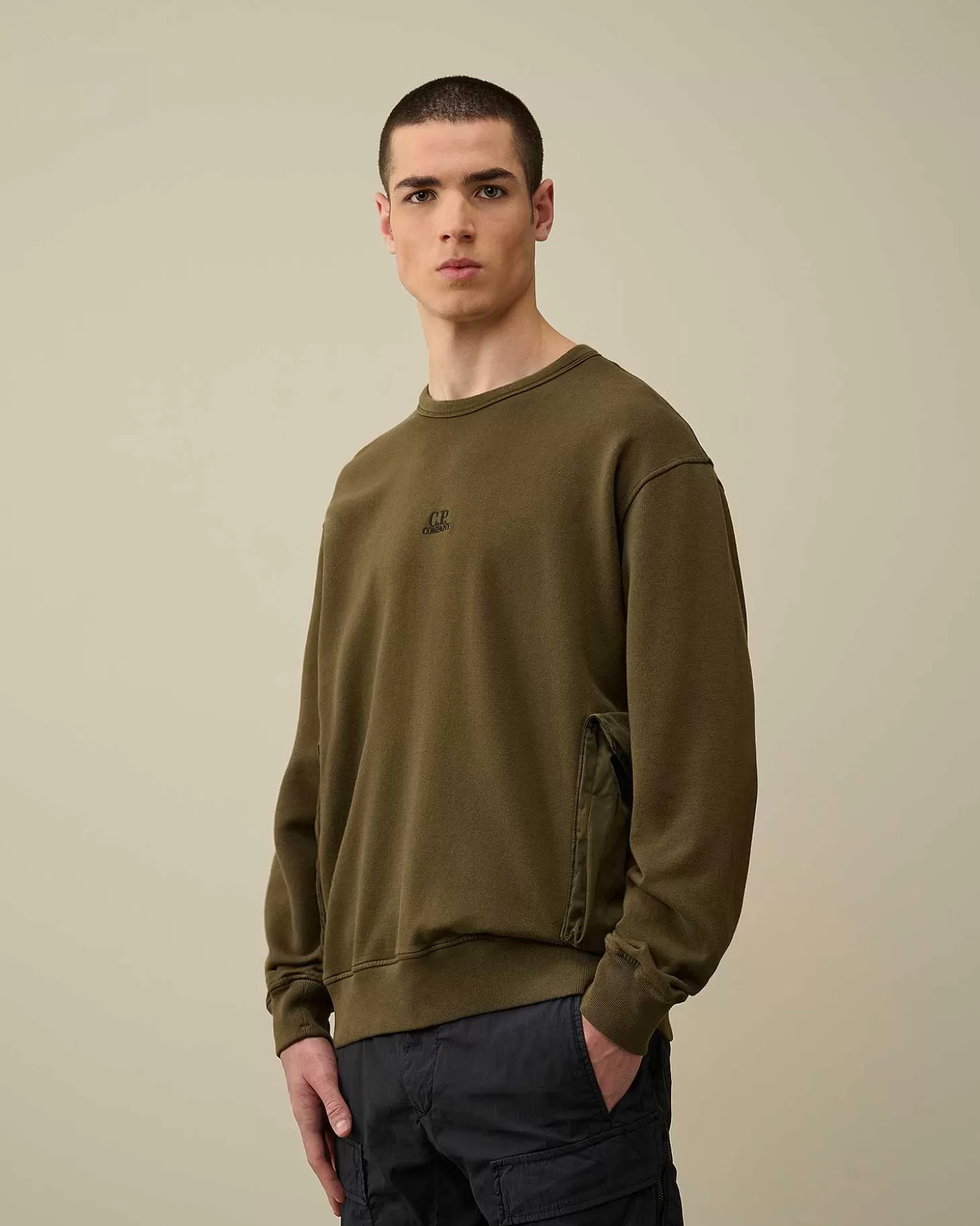 Homme C.P. Company Sweat-Shirts^Cotton Fleece Mixed Sweatshirt