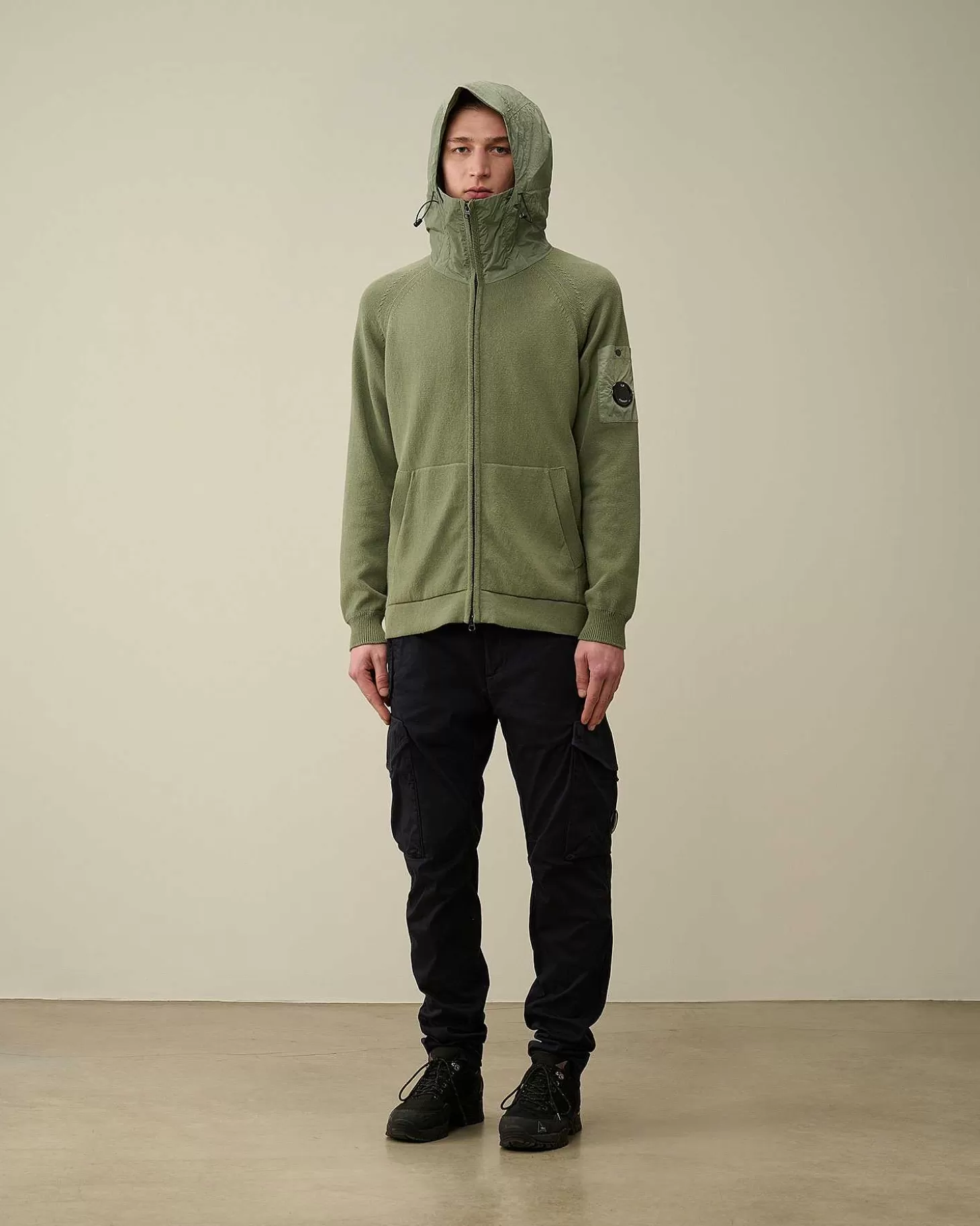 Homme C.P. Company Pulls^Cotton Mixed Hooded Knit