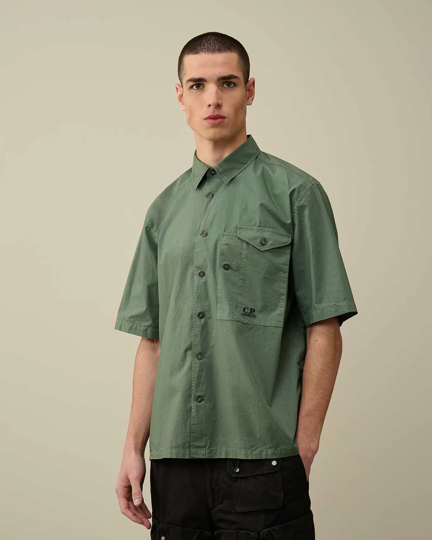 Homme C.P. Company Chemises^Cotton Popeline Short Sleeved Shirt