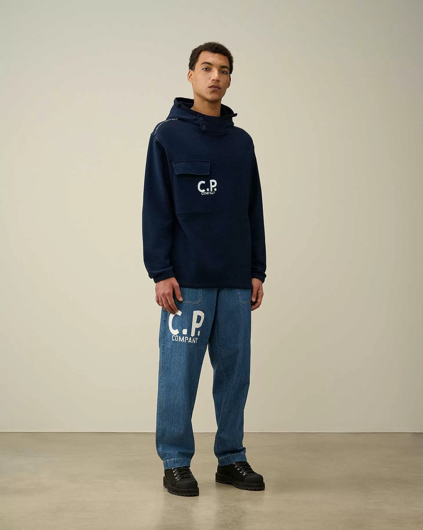 Homme C.P. Company Sweat-Shirts^Indigo Fleece Hoodie