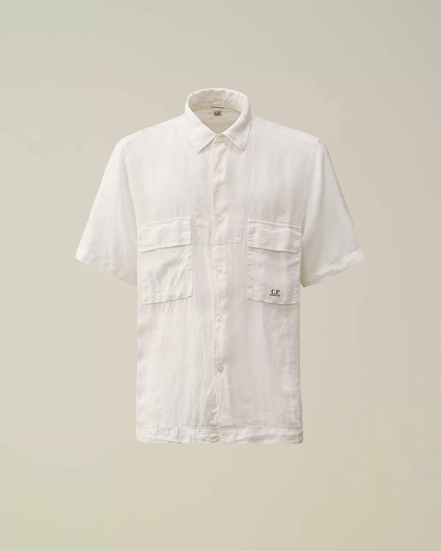 Homme C.P. Company Chemises^Linen Short Sleeved Shirt