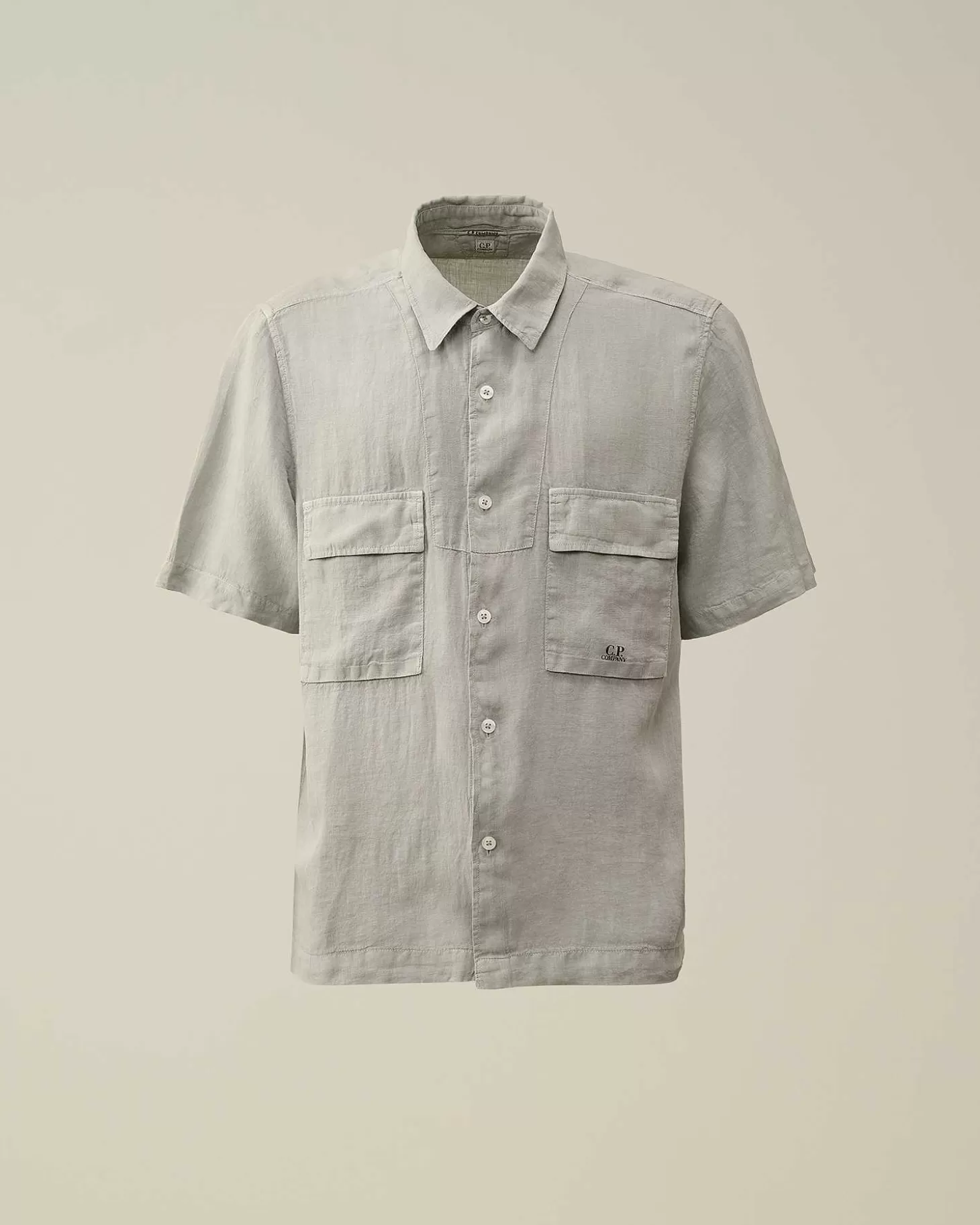 Homme C.P. Company Chemises^Linen Short Sleeved Shirt